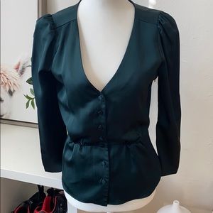 Green J Crew Peplum Blouse
